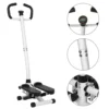 Stepper avec Guidon, Stepper de Fitness avec Ecran LCD, Pédales Antidérapantes, Marche d'escalier pour Maison, Bureau, Salon, Salle de Sport, Blanc et Noir