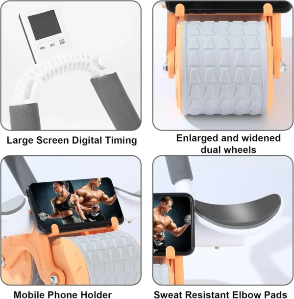 Nouvelle roue à rouleaux Ab avec genouillère et minuterie, rouleau d'exercice Abdominal à rebond automatique avec Support de coude