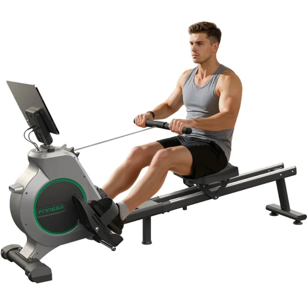 Vélo elliptique magnétique Iscooter QK-530 – Volant d'inertie de 3 kg, 16 niveaux de résistance, rails doubles, application sportive intégrée, écran LCD pour usage domestique