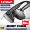 Lunettes intelligentes Lenovo avec appareil photo 100MP, 8K HD, Chat GPT, batterie 260mAh, appels Bluetooth, commande vocale, pour hommes