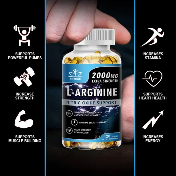 L-Arginine Boost Endurance | Boost Capsules végétariennes de supplément de précursseur d'oxyde nitrique masculine