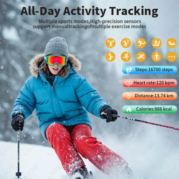 LIGE ECG + PPG Bracelet intelligent hommes femmes acide uricique graisse corporelle température BP cinq organes santé Smartwatch sport Fitness bande