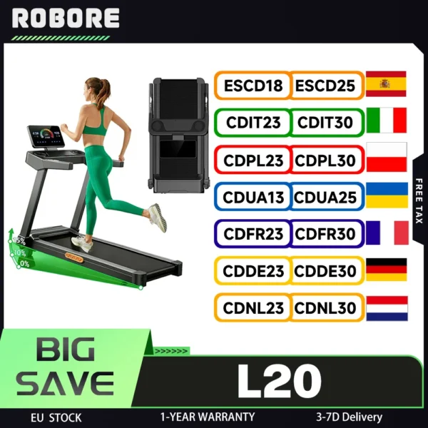 Tapis roulant inclinaison réglable à 15 %, vitesse de 14 km/h, moteur puissant sans balais de 3,5 CV, charge maximale de 180 kg, bande de course de 40×107 cm, écran LED et accoudoirs pour la fréquence cardiaque, système d'absorption des chocs multicouche pour la protection des genoux, surface de course extra-large