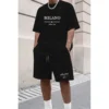 Ensemble de shorts et t-shirt à manches courtes pour homme, style streetwear, imprimé MILANO, décontracté, 2 pièces, respirant, tenue décontractée pour la maison