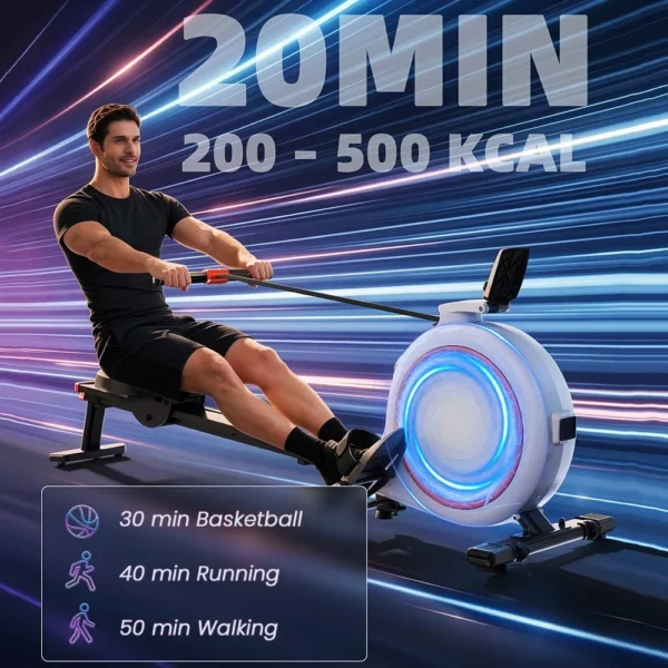 Rameur magnétique silencieux pour la maison avec 32 niveaux de résistance, application et écran LCD - Équipement de fitness facile à assembler