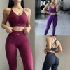 Combinaison de sport pour femme Peach à taille haute et effet push-up, résistante aux chocs, pour le yoga, la course et le style