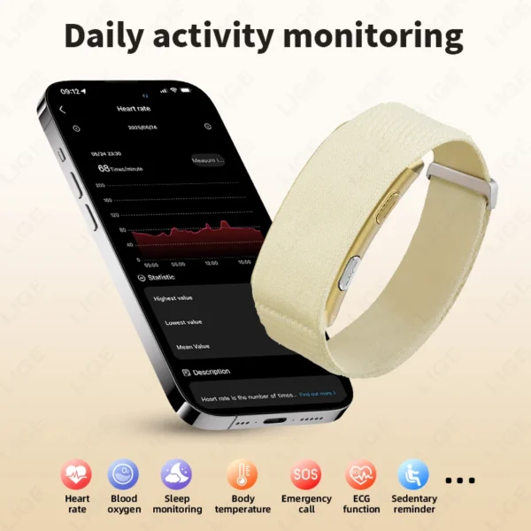 LIGE ECG + PPG Bracelet intelligent hommes femmes acide uricique graisse corporelle température BP cinq organes santé Smartwatch sport Fitness bande