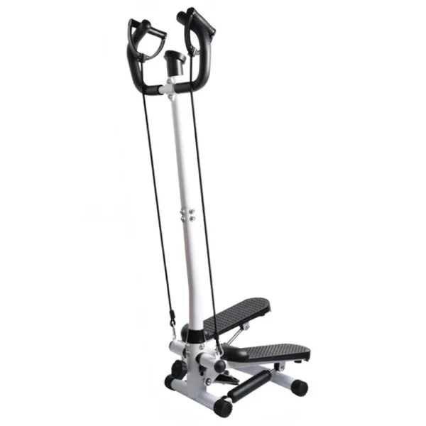 Stepper avec Guidon, Stepper de Fitness avec Ecran LCD, Pédales Antidérapantes, Marche d'escalier pour Maison, Bureau, Salon, Salle de Sport, Blanc et Noir