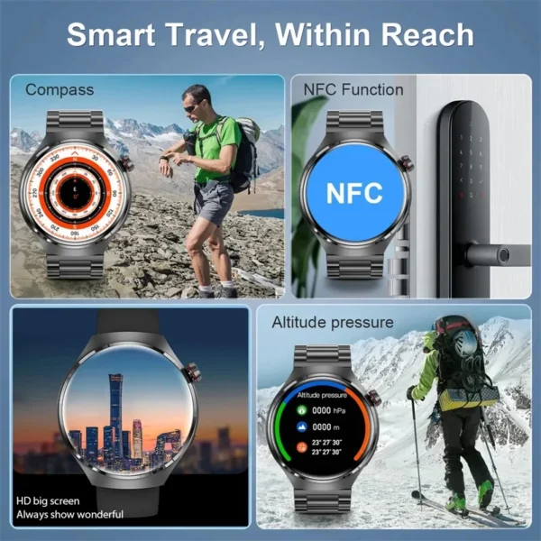 Montre 4 Pro montre intelligente hommes GPS sport Tracker NFC 1.53 "écran HD moniteur de santé montres Bluetooth appel SmartWatch