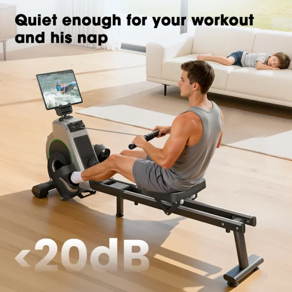 Rameur magnétique, résistance à 16 niveaux, application Bluetooth, écran LCD, siège confortable, exercice de fitness à domicile