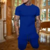 Nouvel ensemble d'été 2027 pour homme : T-shirt en coton uni et short respirant pour le sport et le fitness en extérieur (lot de deux pièces)