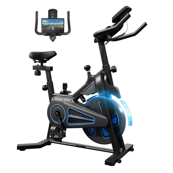 Vélo d'exercice magnétique, vélo stationnaire avec volant d'inertie de 4 kg, siège et guidon réglables sur 5 niveaux, écran LCD pour la maison