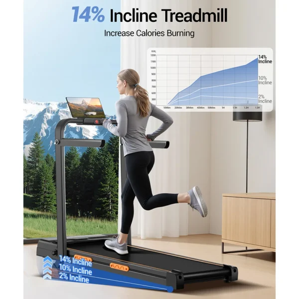 Tapis roulant pliable, moteur silencieux de 2,5 HP, vitesse maximale de 10 km/h, charge de 150 kg, affichage LED incliné à 3 niveaux et télécommande
