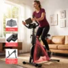 Vélo d'exercice amélioré, 32 niveaux de résistance magnétique fluide, vélo d'intérieur avec support pour tablette et écran LCD, charge maximale 265 LBS
