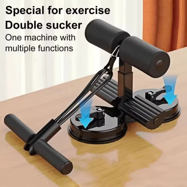 Barre d'assistant assis avec bande de résistance, support de pied assis pour entraînement de base abdominale d'intérieur avec double ventouses, exercice de gymnastique à domicile