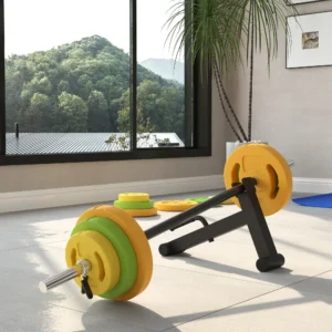 Mini barre de musculation avec poignée pour soulever facilement les plaques de poids, idéale pour les soulevés de terre, les fentes d'aine et le fitness à domicile