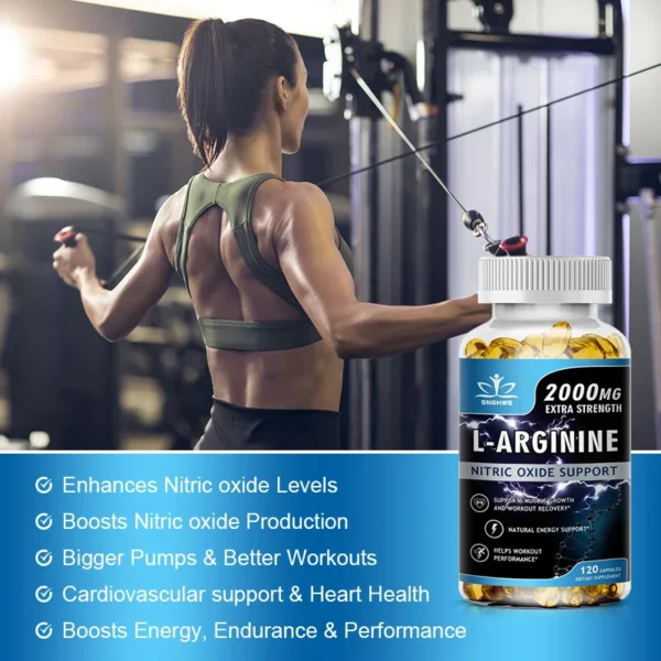 L-Arginine Boost Endurance | Boost Capsules végétariennes de supplément de précursseur d'oxyde nitrique masculine