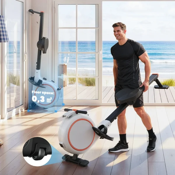 Rameur magnétique silencieux pour la maison avec 32 niveaux de résistance, application et écran LCD - Équipement de fitness facile à assembler