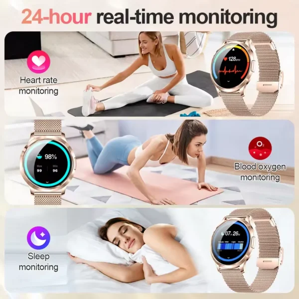 Nouvelle montre intelligente pour femmes 1.32 " écran tactile complet Bluetooth appel pression artérielle IP68 étanche NFC 7.3mm bracelet Ultra-mince