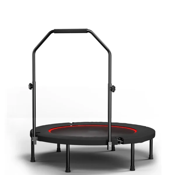 Trampoline pliable de 101 cm avec poignée, bandes élastiques de qualité supérieure, rebondisseur de fitness noir pour entraînement à domicile et en intérieur