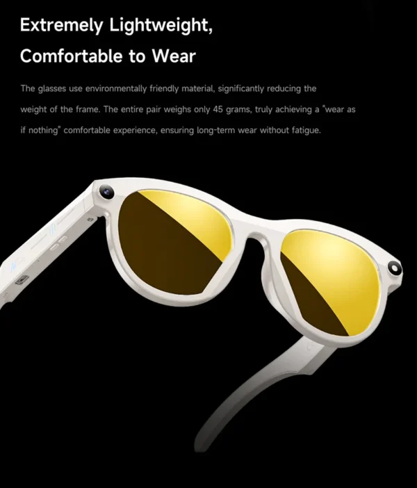 Lunettes Intelligentes Lenovo AI HD à Changement de Couleur, Caméra de Traduction Chat GPT, Appel Bluetooth, Assistant Vocal, Contrôle Musical