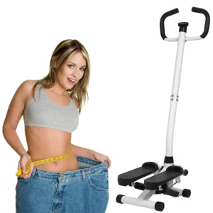 Stepper avec Guidon, Stepper de Fitness avec Ecran LCD, Pédales Antidérapantes, Marche d'escalier pour Maison, Bureau, Salon, Salle de Sport, Blanc et Noir