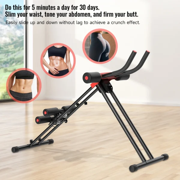 Appareil d'entraînement abdominal à 5 vitesses, design ergonomique, exercice du tronc, résistance réglable, antidérapant, pour jambes, bras et fessiers, noir