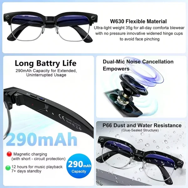 Nouvelles lunettes intelligentes 800W avec caméra Pixel 2026 pour hommes, enregistrement vidéo, reconnaissance photo IA, appel Bluetooth, traduction vocale, lunettes de soleil pour homme