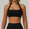 Soutien-gorge de sport pour femme, type haut de yoga, à maintien élevé, push-up, dos ouvert, style licou, pour la gym, le fitness, le yoga et l'entraînement