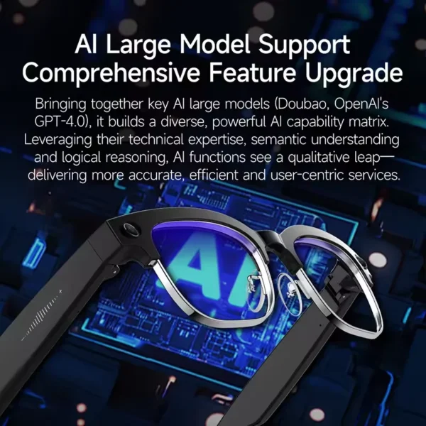 Lunettes de soleil intelligentes HD AI pour hommes et femmes, 800W, traduction AI, lecture de musique, enregistrement vidéo HD 8K, changement de couleur, nouveauté 2026