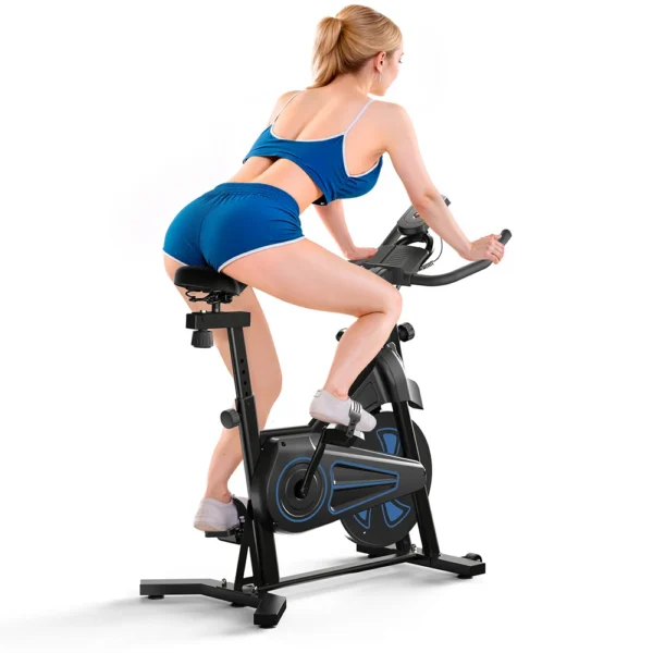 Vélo d'exercice magnétique, vélo stationnaire avec volant d'inertie de 4 kg, siège et guidon réglables sur 5 niveaux, écran LCD pour la maison