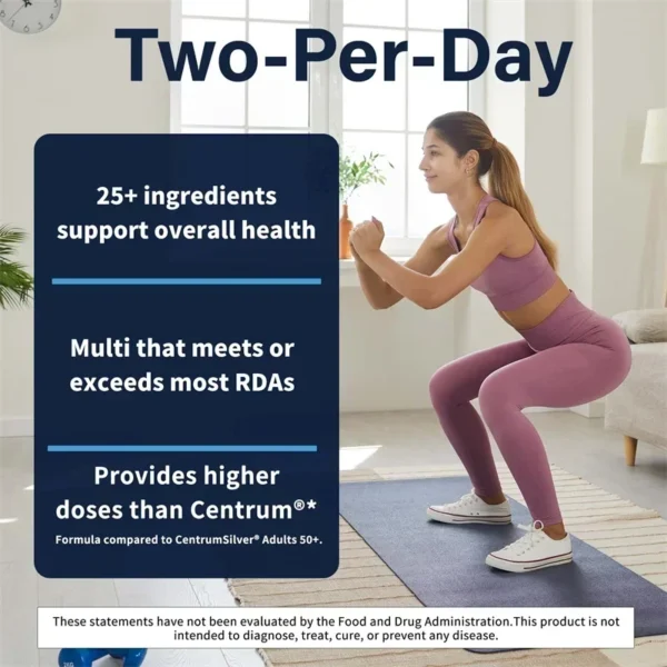 Capsules multivitamines deux par jour - avec vitamines et minéraux, améliore les niveaux d'énergie, soutien immunitaire, antioxydant
