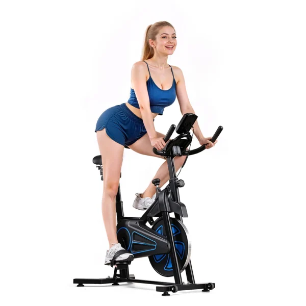 Vélo d'exercice magnétique, vélo stationnaire avec volant d'inertie de 4 kg, siège et guidon réglables sur 5 niveaux, écran LCD pour la maison