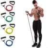Bande de résistance avec poignées, bandes d'exercice avec poignées pour hommes et femmes, équipement de musculation à domicile