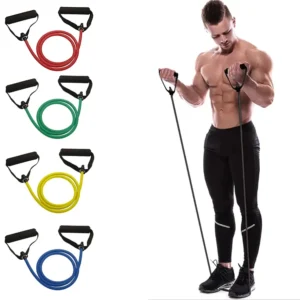 Bande de résistance avec poignées, bandes d'exercice avec poignées pour hommes et femmes, équipement de musculation à domicile