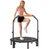 Trampoline de fitness gymnastique avec poignée réglable, pliable, 6 pieds, 28 ressorts Ø 102 cm, noir orange