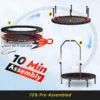 Trampoline pliable de 101 cm avec poignée, bandes élastiques de qualité supérieure, rebondisseur de fitness noir pour entraînement à domicile et en intérieur