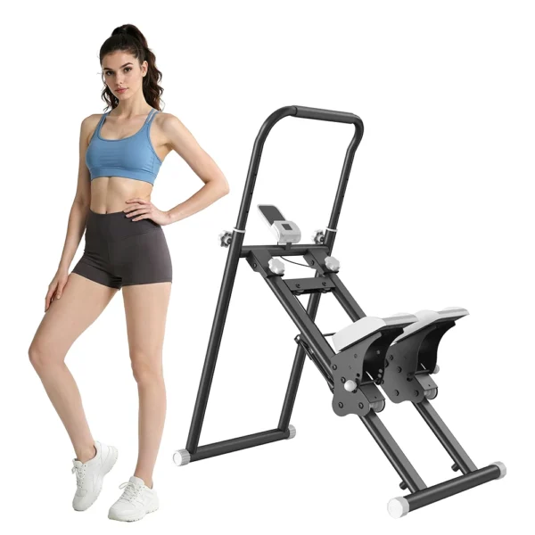 Steppeur Appareil de Fitness à Bandes de Résistance avec Guidon à 3 Niveaux et Pédale à 3 Niveaux, Écran LCD pour la Maison