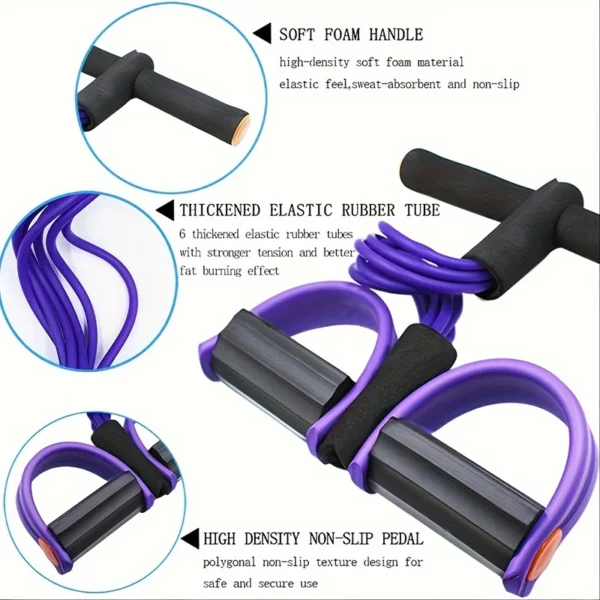 Tendeur à six tubes multifonctionnel pour fitness domestique, yoga, renforcement abdominal, bande de résistance, corde de tension, aide aux sit-ups