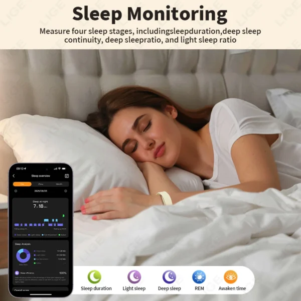 LIGE ECG + PPG Bracelet intelligent hommes femmes acide uricique graisse corporelle température BP cinq organes santé Smartwatch sport Fitness bande