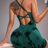 Justaucorps de yoga tie-dye pour femmes - Sans couture, sans ligne de culotte visible, justaucorps de danse à bretelles, justaucorps de sport à découpe haute pour la salle de sport et le fitness