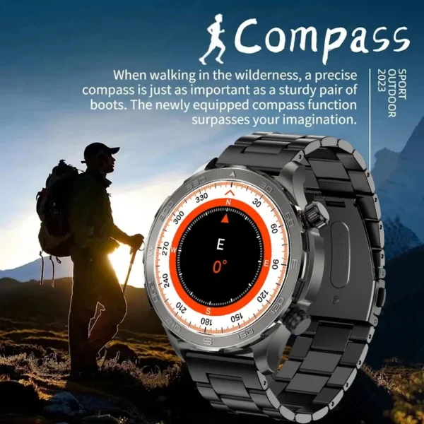 Nouvelle montre connectée GPS pour hommes, écran AMOLED HD, sport de plein air, fitness, fréquence cardiaque, NFC, étanche IP68, appel Bluetooth, montre connectée