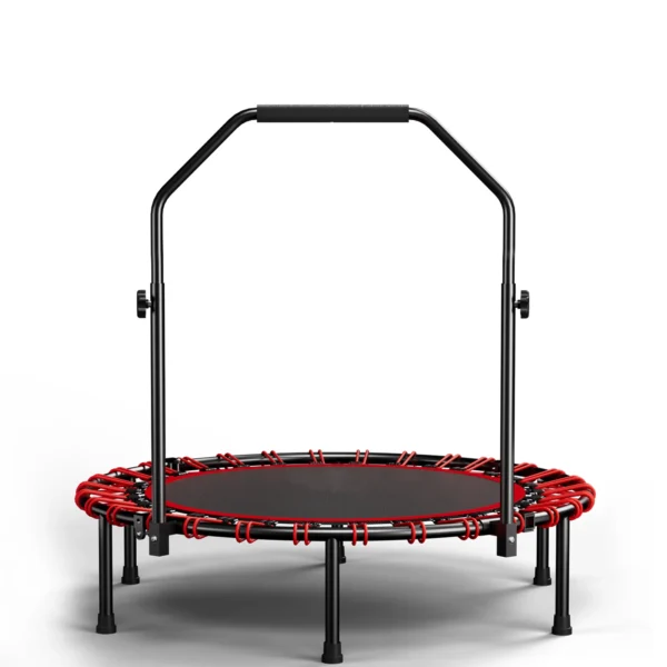 Trampoline pliable de 101 cm avec poignée, bandes élastiques de qualité supérieure, rebondisseur de fitness noir pour entraînement à domicile et en intérieur