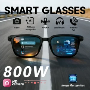 Nouvelles Lunettes Intelligentes IA 2026 avec Caméra de Prise de Vue 800W, Photo et Vidéo HD, Appel Vocal, Traduction, Étanche, Bluetooth, Lunettes de Moto IA