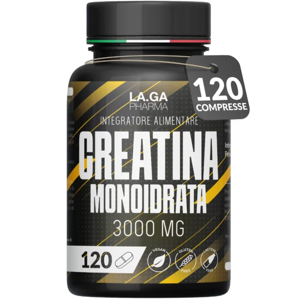 Créatine Monohydrate 120 Comprimés de 3000mg Créatin Pure par dose. Créatine monohydrate pour la masse musculaire et le suralimentation énergétique. Créatine pré et post-entraînement. Créatine Fabriquée en Italie, 100% végétalienne | LAGA Pharma. LAGA Sain. LA.GA |