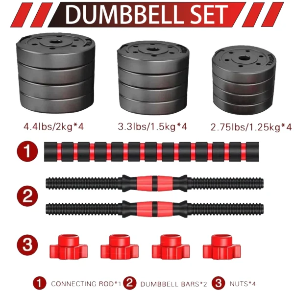 Haltères 10Kg/20Kg, équipement d'intérieur de fitness pour hommes, poids réglable, spécial pour l'entraînement musculaire des bras dans le dortoir à domicile, ensemble d'haltères pour hommes et femmes