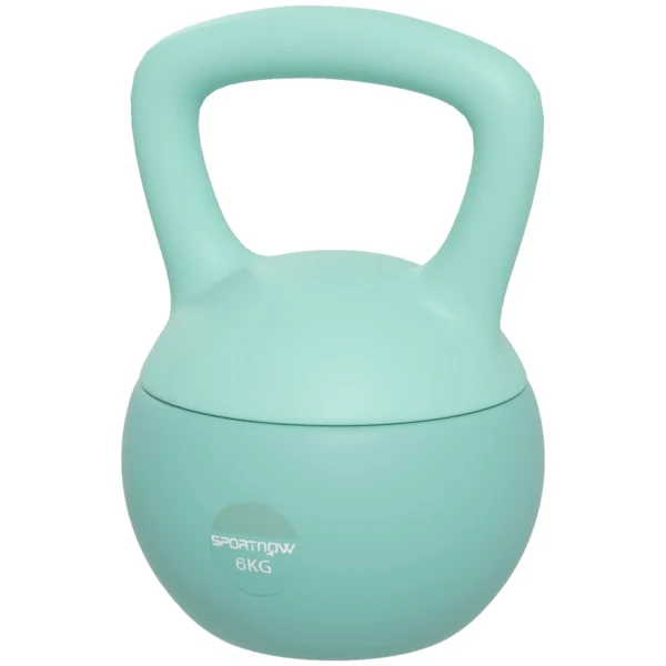 Pese Russe 6 kg Kettlebell Remplie d'Arène Métalique et Mangue Antiglissante pour Entraînement à domicile 19x19x28 cm Vert
