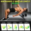 Banc de musculation réglable, banc d'entraînement robuste 300 kg, 7 positions réglables (105 ° , 120 ° , 135 ° , 150 ° , 165 ° , 180 ° , 195 ° Banc de musculation pliable rapide, inclinable/abaisseable, pour entraînement complet du corps à domicile
