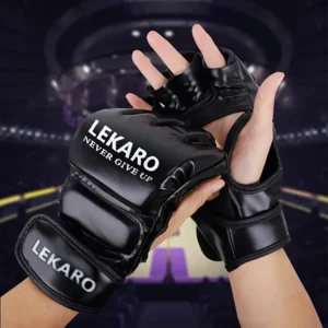 Gants de boxe professionnels MMA demi-doigt pour adultes, pour l'entraînement au Kickboxing Muay Thai