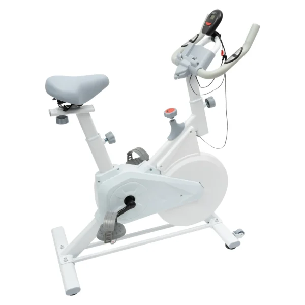 Vélo d'exercice vertical réglable, vélo d'exercice stationnaire pour entraînement à domicile, résistance magnétique, écran LCD ou LED, capacité de charge jusqu'à 176 lb (blanc)
